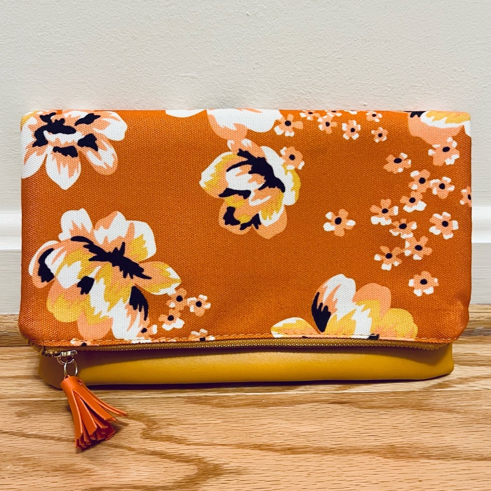 Rachel Pally Orange Floral Clutch NWOT